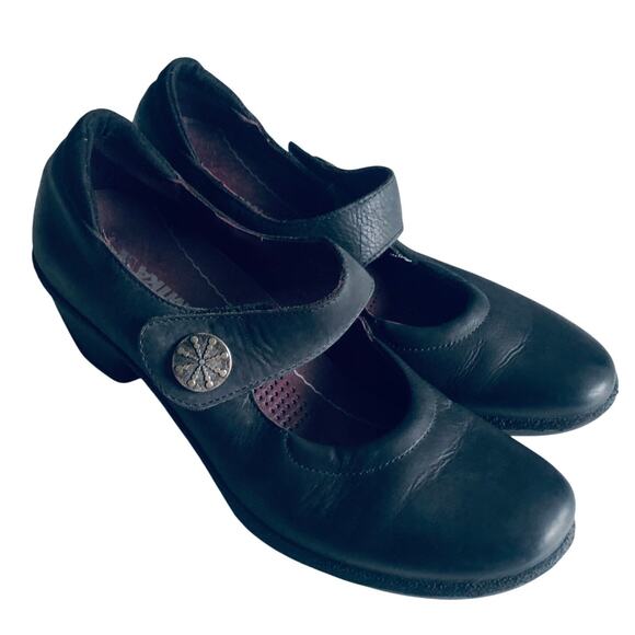 Romika Women's 37 / US 6-6.5 Black Leather Comfort Mary Jane Heel - Picture 1 of 10